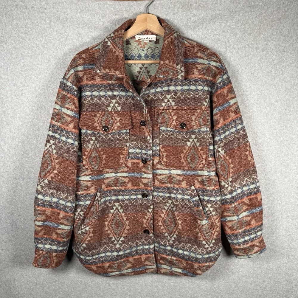 Heyday Aztec Jacket Mens Small Button Front Shacket